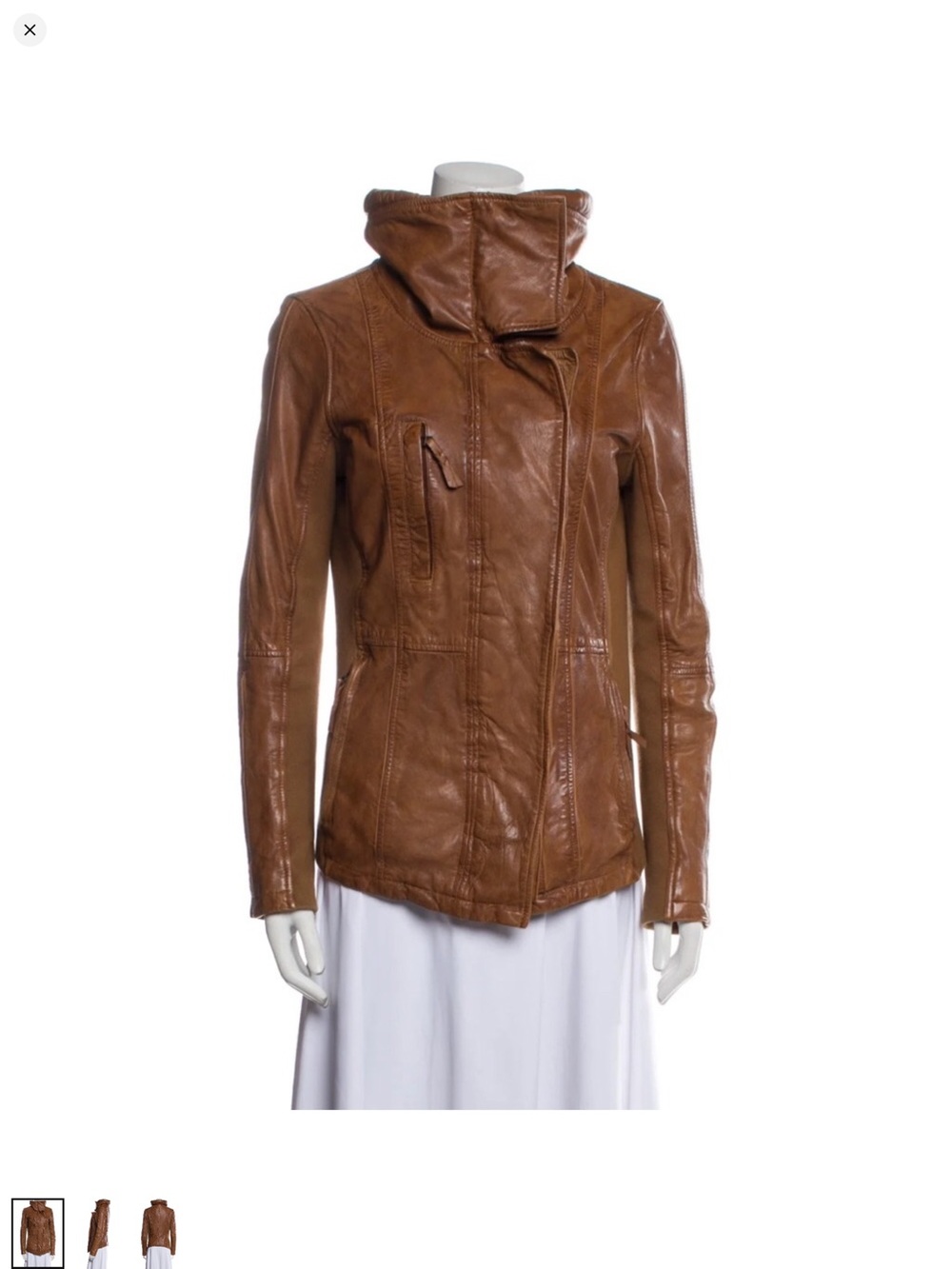 Nicholas K Tan Leather Asymmetrical Zip Jacket